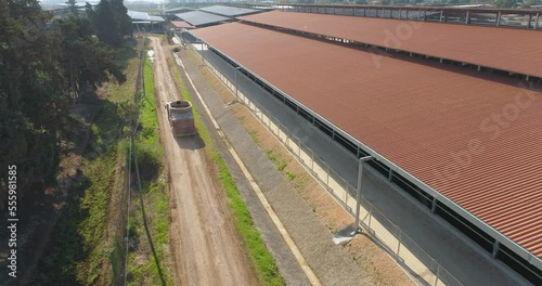 Aerial view of a cowshed, Kibbutz Saar, Israel