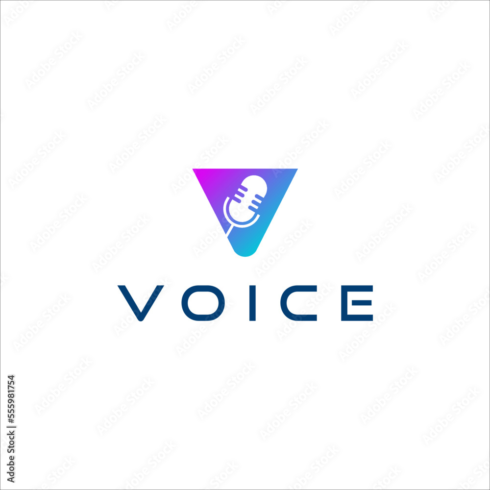 Voice Logo Design. Initial V and vector microphone Voice Logo Design. Initial V and vector microphone