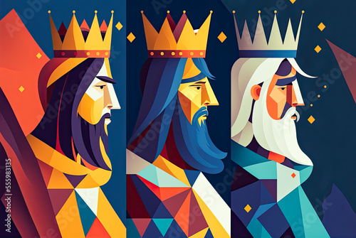 Three Kings Day, Epiphany design, background, graphic. Generative AI photo