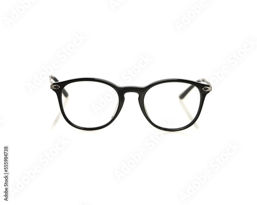 black optical glasses on a white background