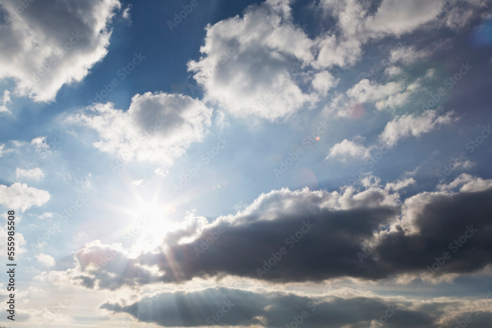 Sun and Clouds in Sky, Kaarst, North Rhine-Westphalia, Germany Sun and Clouds in Sky, Kaarst, North Rhine-Westphalia, Germany