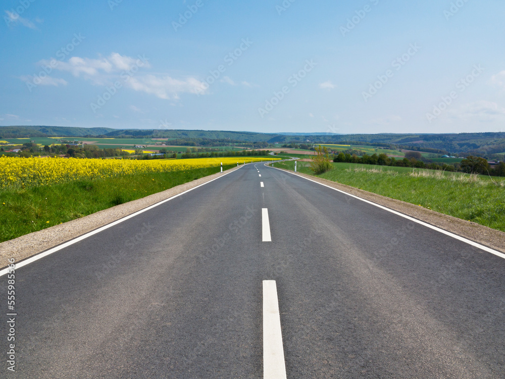 Highway through Weser Hills, North Rhine-Westphalia, Germany