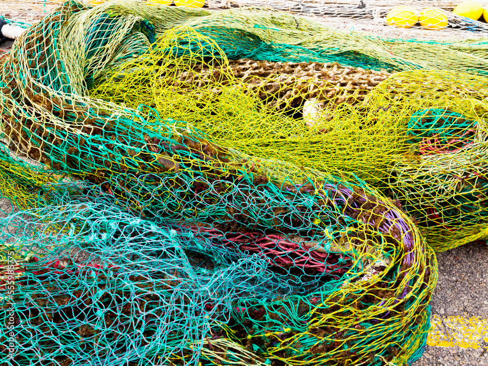 Colourful Fishnets, Cala Ratjada, Majorca, Balearic Islands, Spain Colourful Fishnets, Cala Ratjada, Majorca, Balearic Islands, Spain