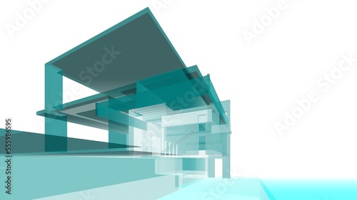 Modern house concept 3d rendering 