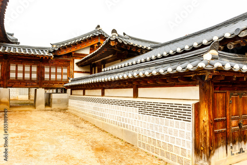 Exterior of a pavilion of the Gyeongbokgung palace in Seoul, South Korea, Asia