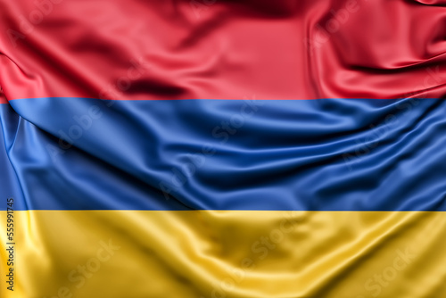 Ruffled Flag of Armenia. 3D Rendering