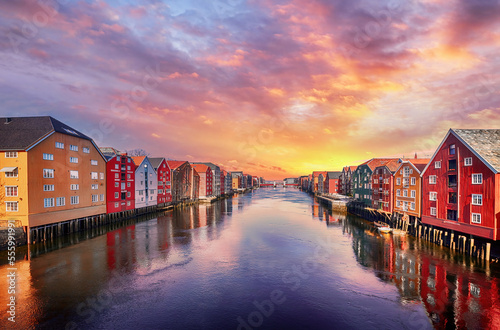 Photos Colorful houses over water in Trondheim city - Norway