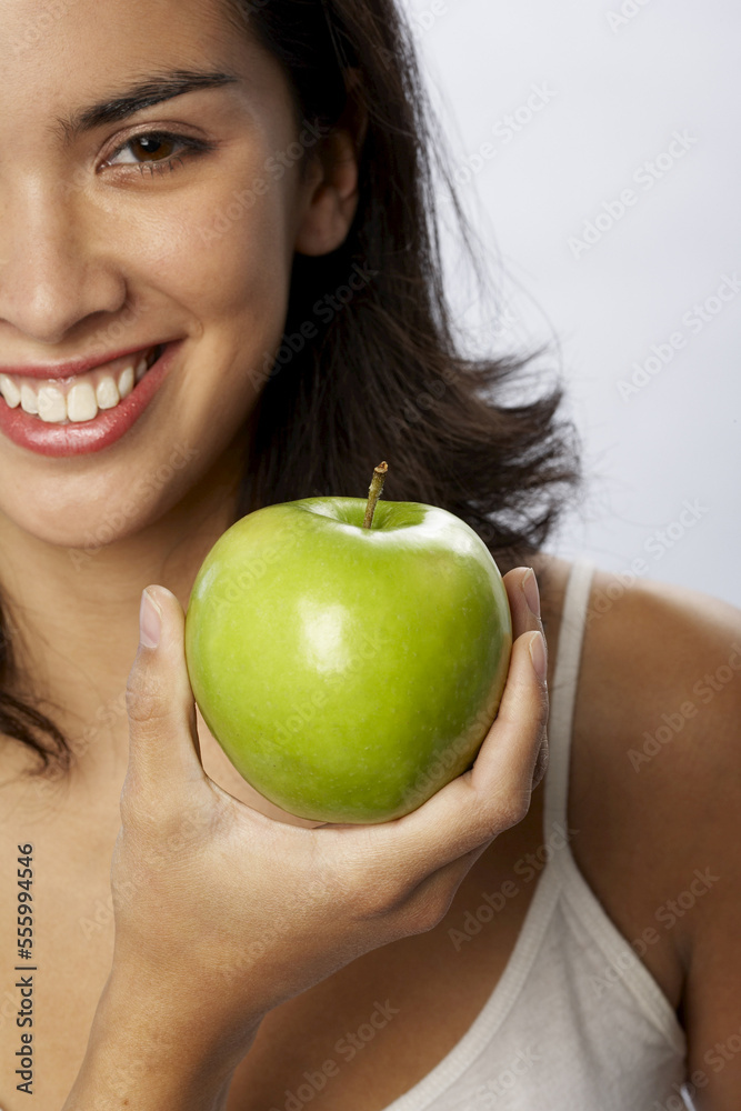 Portrait of Woman Holding Apple Portrait of Woman Holding Apple