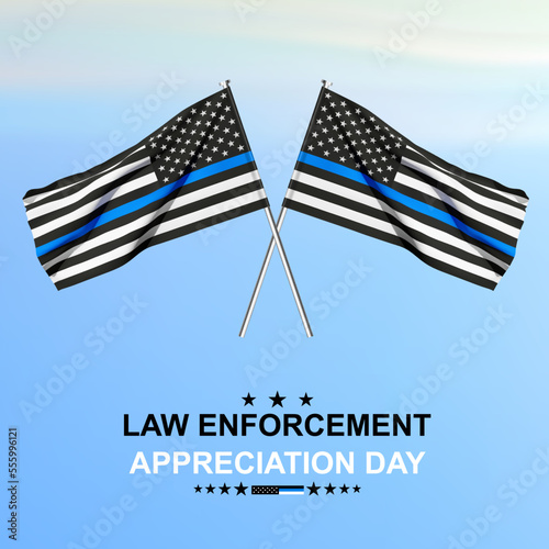 Thin Blue Line. American flag with police blue line. Support of police and law enforcement. EPS10 vector