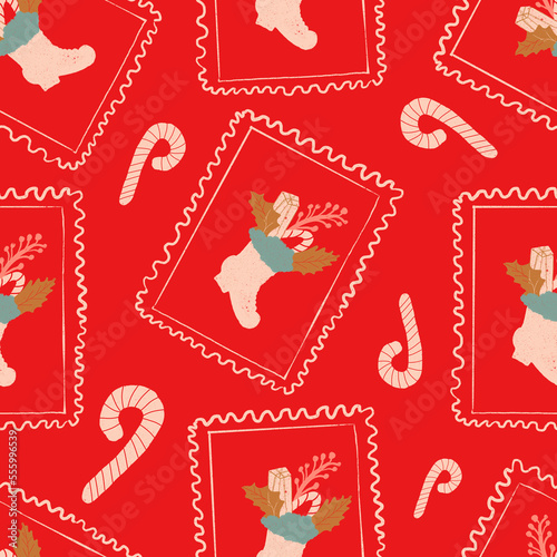 Beautiful Xmas pattern with ornaments. Christmas wrapping paper concept