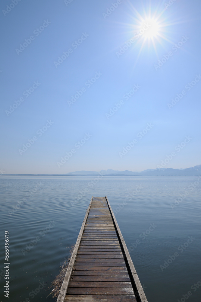 Dock on Lake Chiemsee, Gstadt, Bavaria, Germany Dock on Lake Chiemsee, Gstadt, Bavaria, Germany