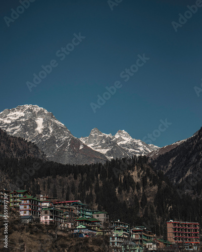 mountain village in the winter