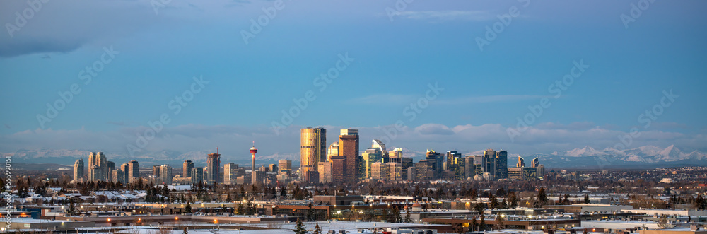 Calgary, Alberta, Canada city skyline with the mountains in the background. Calgary, Alberta, Canada city skyline with the mountains in the background.