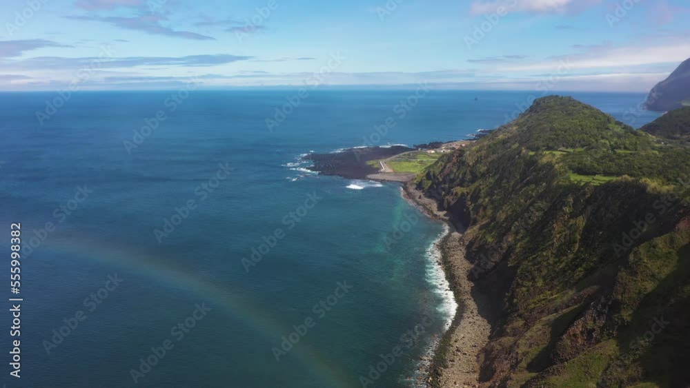Aerial view of the coastline of Flores island, Azores, Portugal. Aerial view of the coastline of Flores island, Azores, Portugal.