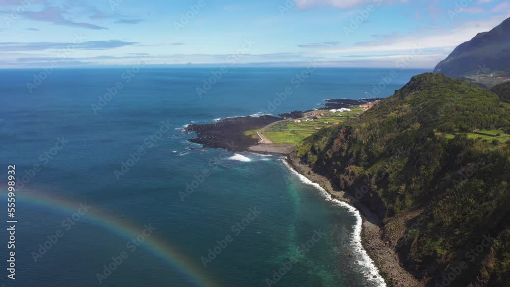 Aerial view of the coastline of Flores island, Azores, Portugal. Aerial view of the coastline of Flores island, Azores, Portugal.