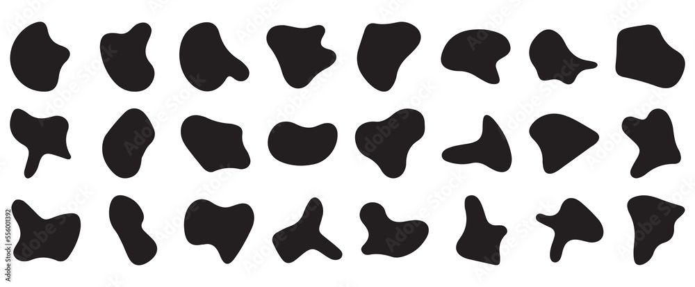 Organic black blobs irregular shape. Abstract fluid shapes vector set ...