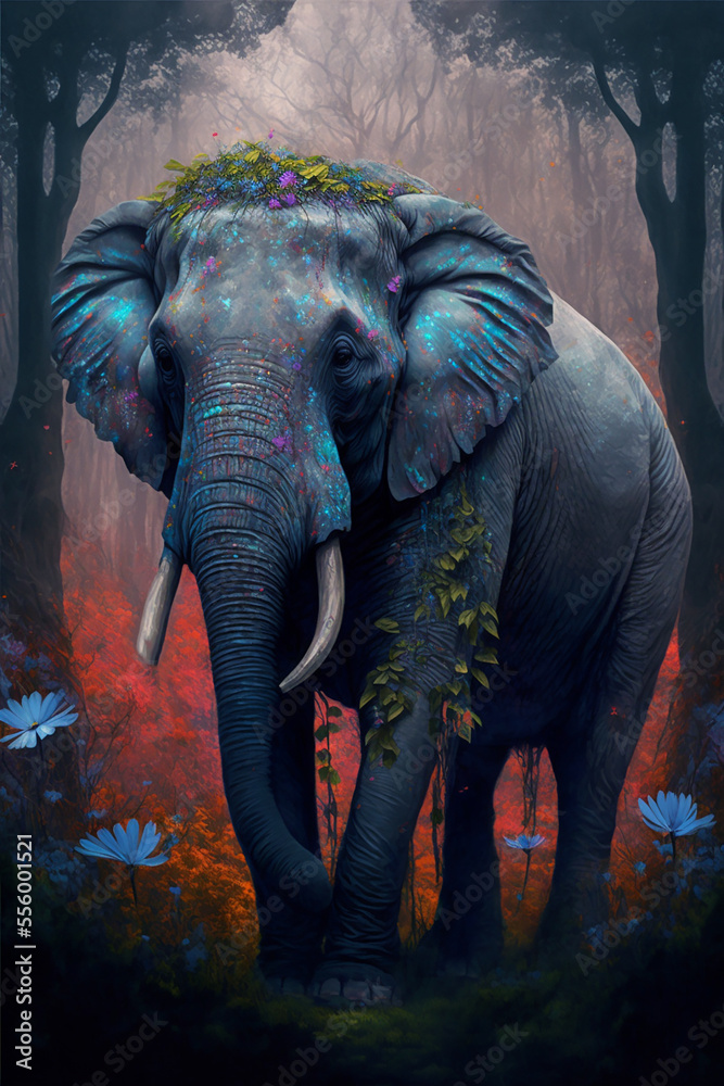elephant in the wild, generative ai - obrazy, fototapety, plakaty 
