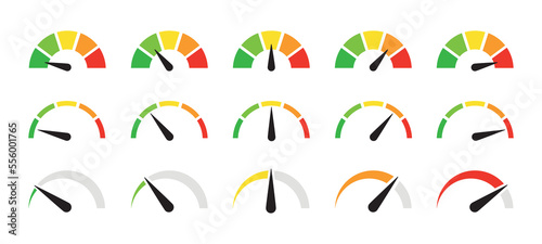Speedometer simple icon set. Indicator concept. Set vector icons.