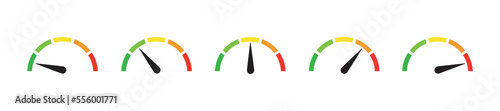 Speedometer simple icon set. Indicator concept. Flat icons.