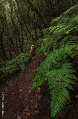 chico disfrutando de las increíbles vistas de Anaga, Tenerife, Islas Canarias. 