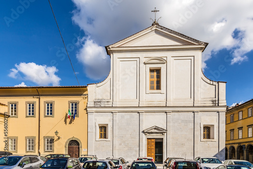 Lucca, Italy. Facade (XVII century) of the Church of San Ponziano, IX - XV centuries photo