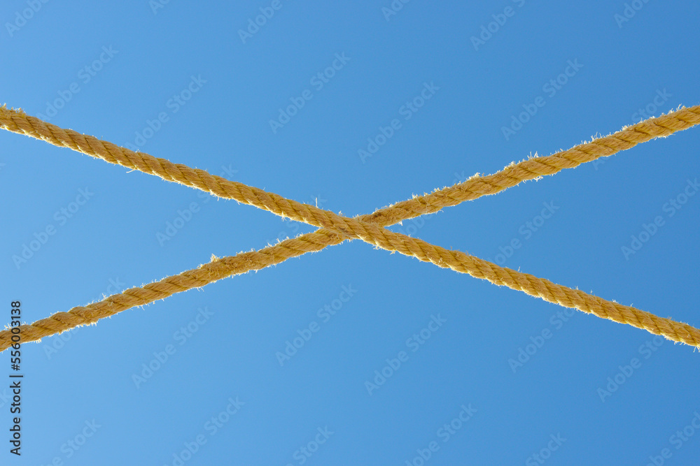 Close-up of Crossed Rope in front of Blue Sky, Matruh, Great Sand Sea ...