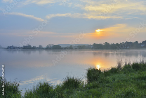 Lake at Sunrise, Ober-Moos, Grebenhain, Vogelsberg District, Hesse, Germany photo