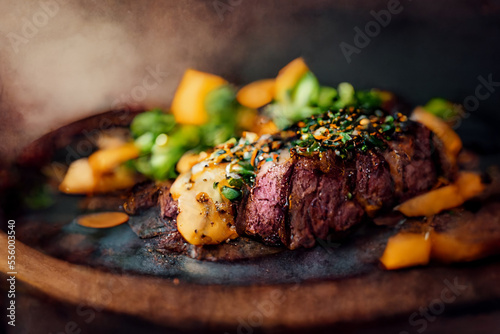 Yummy beef grill steak on a table, Delicious food, Chicken steak, food photograph, food styling
