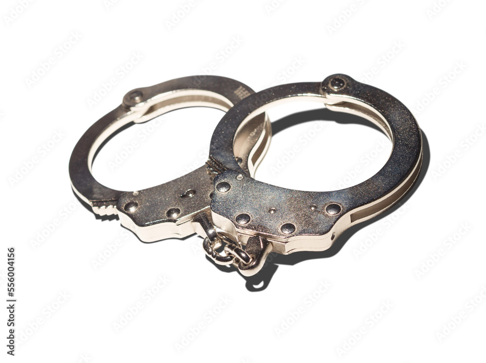 Transparent PNG Pair of Handcuffs with Shadow.