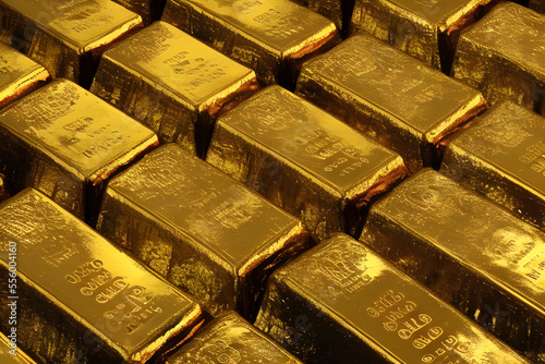 stacked gold bars ingot background created using Generative AI