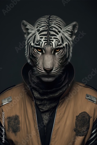 Space rocket animal tiger alien fashion illustration made with Generative AI