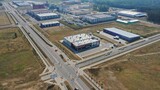 Belarus - 29.08.2022: Aerial photography of the Great Stone industrial park near Minsk. Belarusian-Chinese industrial park. Large industrial free economic zone in Belarus.