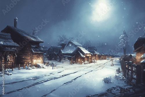 雪の世界や雪の国系背景の高解像度画像イラスト(AI generated image)