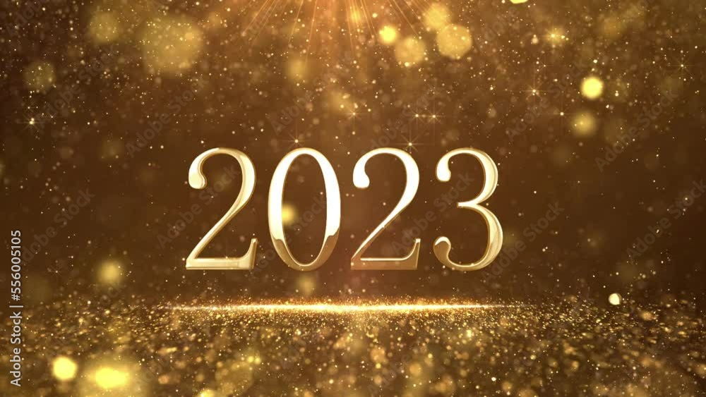 2023 New Year glittering gold bright text. New Year's Eve with glittering gold particles and snow. Merry Christmas - Holiday Stock Video 2023 New Year glittering gold bright text. New Year's Eve with glittering gold particles and snow. Merry Christmas - Holiday Stock Video