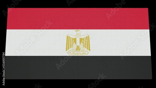 Six different clips to collect puzzle pieces in which the flag of Egypt appears Isolated by Alpha channel (transparent background) to enhance any animation movie or Cinematic clips or film project