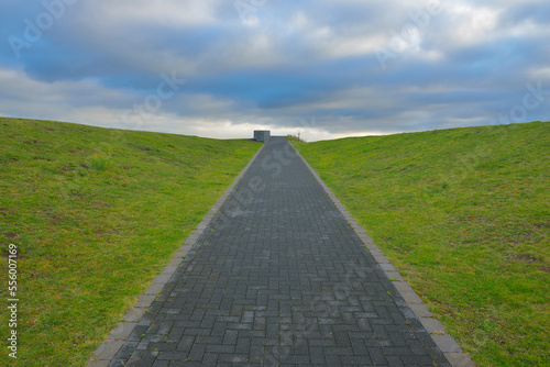 Walkway to Top of Hill, Halde Hoheward, Herten, Recklinghausen, Ruhr Basin, North Rhine-Westphalia, Germany