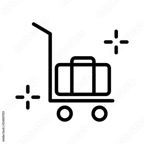 Icono de maleta en carrito de equipaje de hotel. Ilustración vectorial