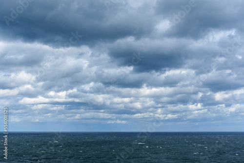 Nimbostratus clouds forming over the choppy North Sea, United Kingdom photo