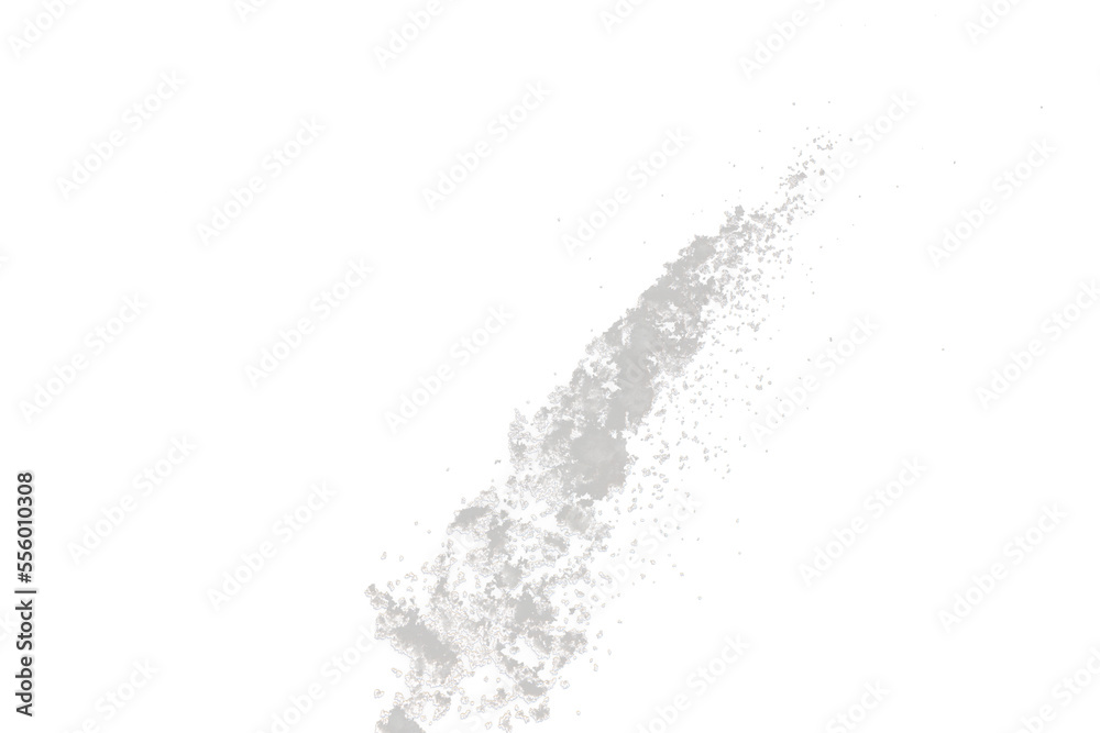 Fototapeta premium Photo image of falling down snow, heavy big small size snows. Freeze shot on black background isolated overlay. Fluffy White snowflakes splash cloud in mid air. Real Snow high speed shutter