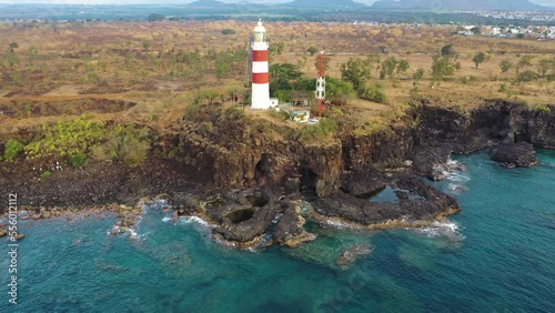 Aerial view of a lighthouse located on the cliffs of Albion, Mauritius. photo