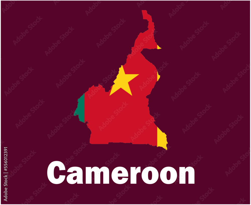 Cameroon Map Flag With Names Symbol Design Africa football Final Vector African Countries Football Teams Illustration