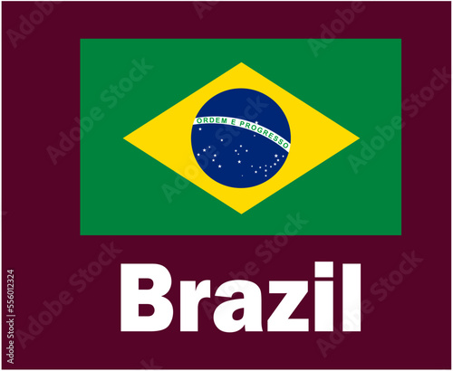 Brazil Flag Emblem With Names Symbol Design Latin America football Final Vector Latin American Countries Football Teams Illustration