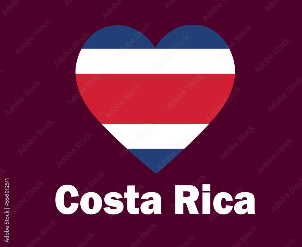 Costa Rica Flag Heart With Names Symbol Design North America football Final Vector North American Countries Football Teams Illustration Costa Rica Flag Heart With Names Symbol Design North America football Final Vector North American Countries Football Teams Illustration