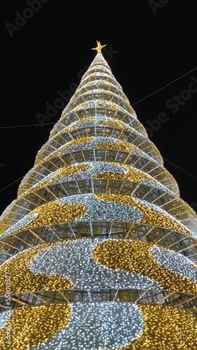 Christmas tree installed in front of the Palace of Festivals in Cannes, France