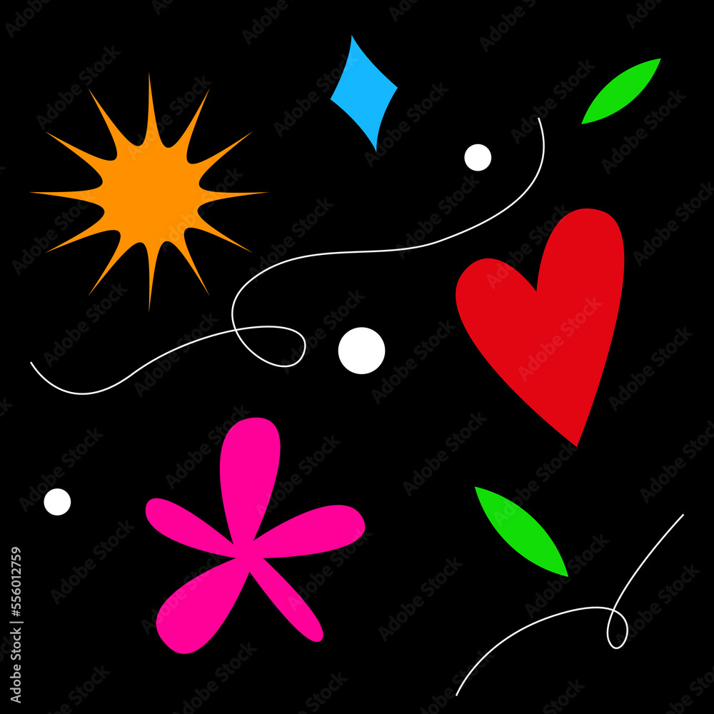 Elementos decorativos geométicos y modernos de colores
