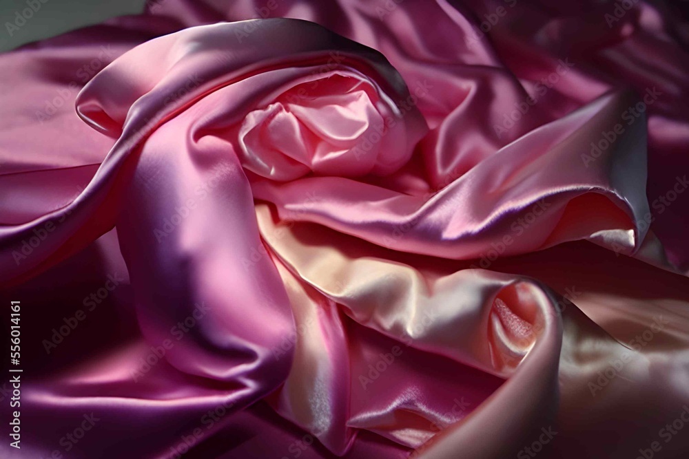 Obraz premium Ivory and pink Soft Silky Shiny Stretch Charmeuse Satin Fabric