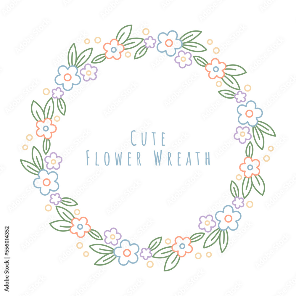 simple and cute flower wreath vector illustration