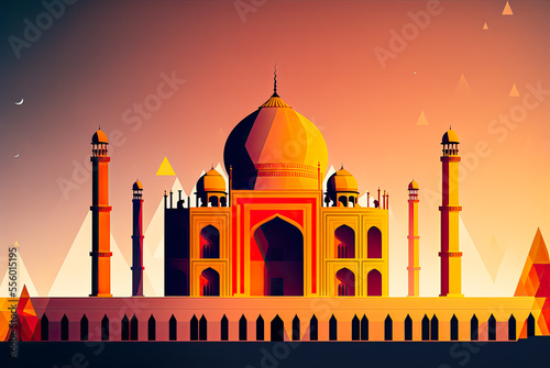 Taj Mahal design, background, graphic. Generative AI