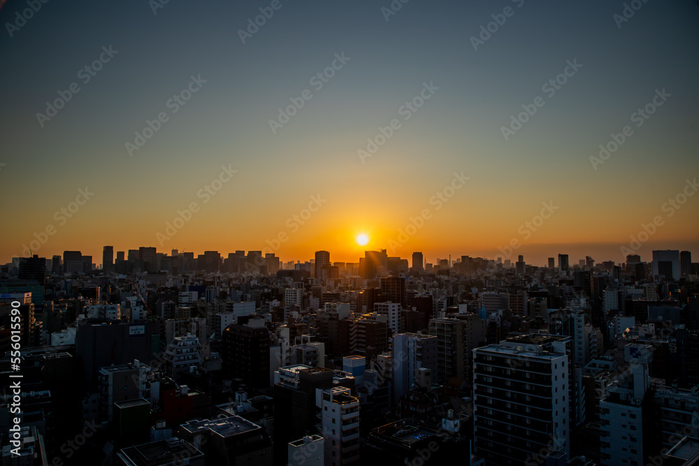 Fototapeta premium 東京都 夕焼けの都市風景 