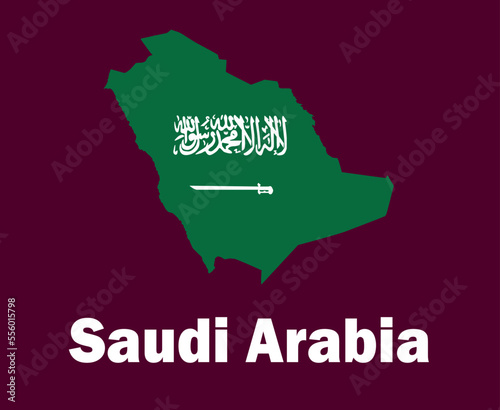 Saudi Arabia Map Flag With Names Symbol Design Asia football Final Vector Asian Countries Football Teams Illustration